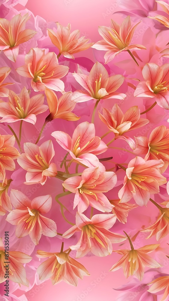 Alstroemeria flowers on pink background Alstroemeria flowers on pink background