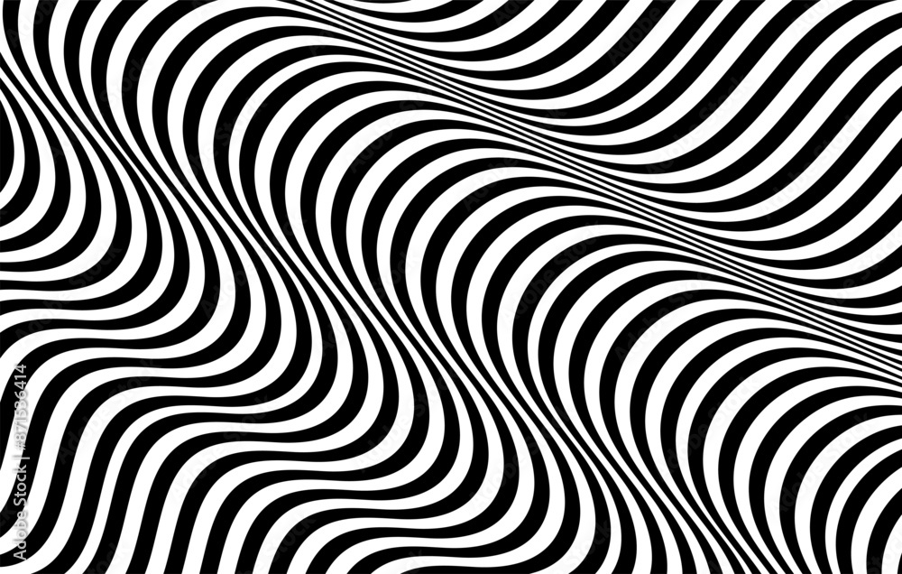 Black on white abstract perspective line wave pattern with 3d dimensional effect isolated on white. Minimalistic design template for poster, banner, cover Black on white abstract perspective line wave pattern with 3d dimensional effect isolated on white. Minimalistic design template for poster, banner, cover