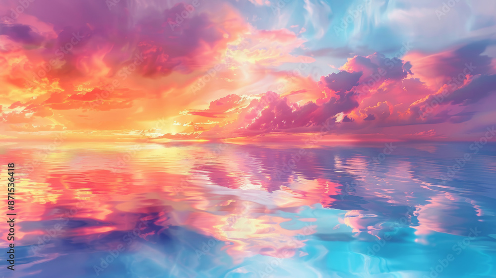 Vibrant Sky Reflection, Abstract Digital Art Vibrant Sky Reflection, Abstract Digital Art