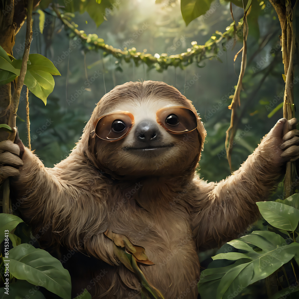 Fototapeta premium a sloth that is standing in the jungle