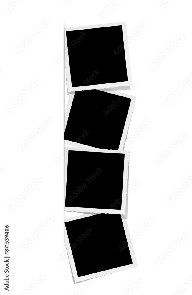 Column of four square empty photo frames Column of four square empty photo frames