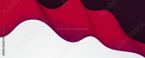 Abstract 3d papercut background red wavy lines texture design vector