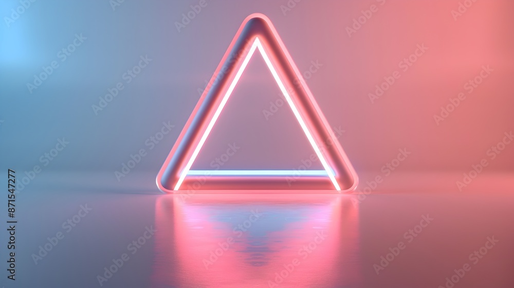 Glowing Neon Triangle Abstract Modern Digital Geometric Backdrop with Reflection Glowing Neon Triangle Abstract Modern Digital Geometric Backdrop with Reflection