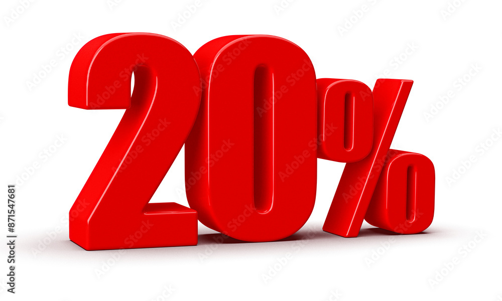 20 Percent Off Sale Red Number 3D 20 Percent Off Sale Red Number 3D