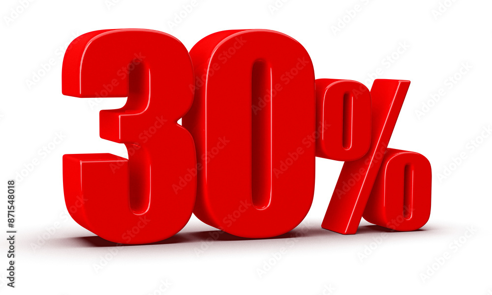 30 Percent Off Sale Red Number 3D 30 Percent Off Sale Red Number 3D