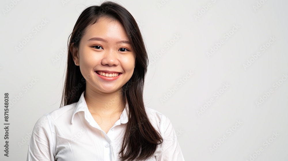 portrait of Asian female colleague student smiling on white background, with copy space for text or other elements, banner for school or university portrait of Asian female colleague student smiling on white background, with copy space for text or other elements, banner for school or university