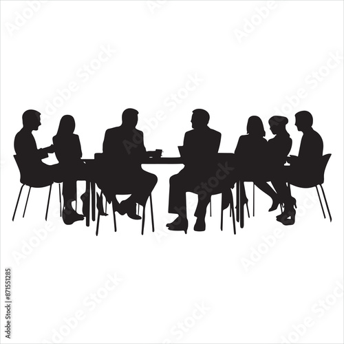 Business people group silhouette white background 