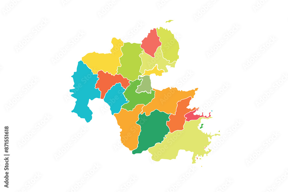 Obraz premium Oita map isolated modern colorful style. for website layouts, background, education, precise, customizable, Travel worldwide, map silhouette backdrop, earth geography, political, reports. 