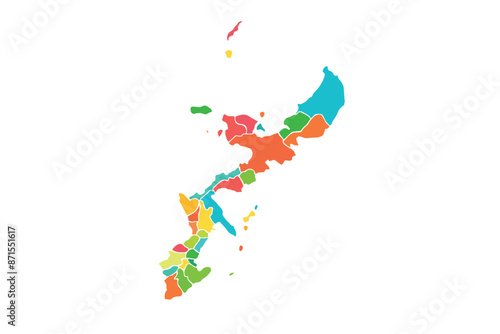 Okinawa map isolated modern colorful style. for website layouts, background, education, precise, customizable, Travel worldwide, map silhouette backdrop, earth geography, political, reports. 