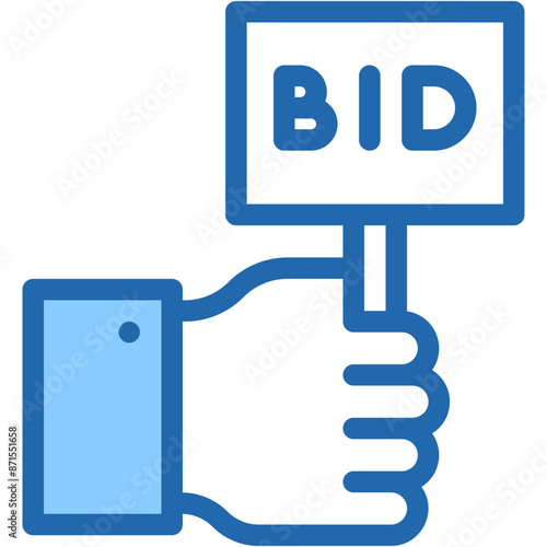 Vector Icon Bid, Auction, Hand, Block chain, Digital, Asset