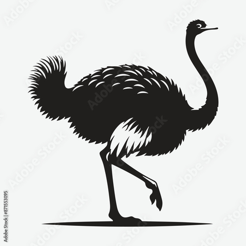 Majestic Ostrich Silhouette: Grace and Elegance in Profile photo