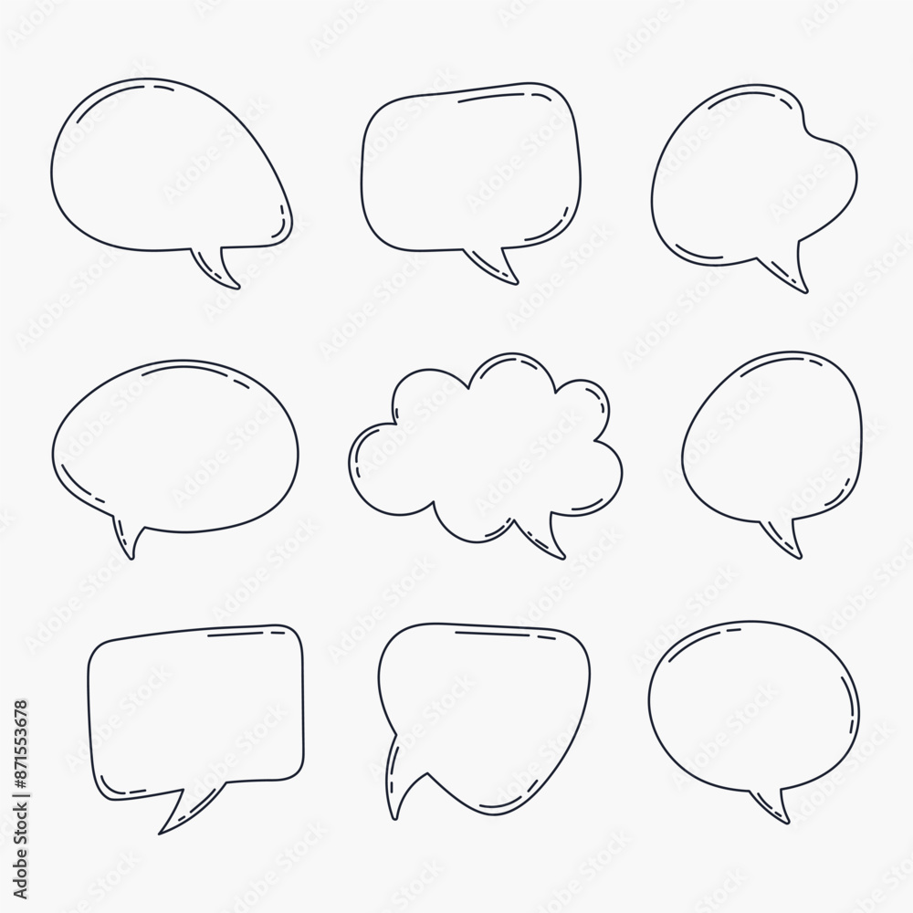 Hand drawn outline speech bubbles collection Hand drawn outline speech bubbles collection