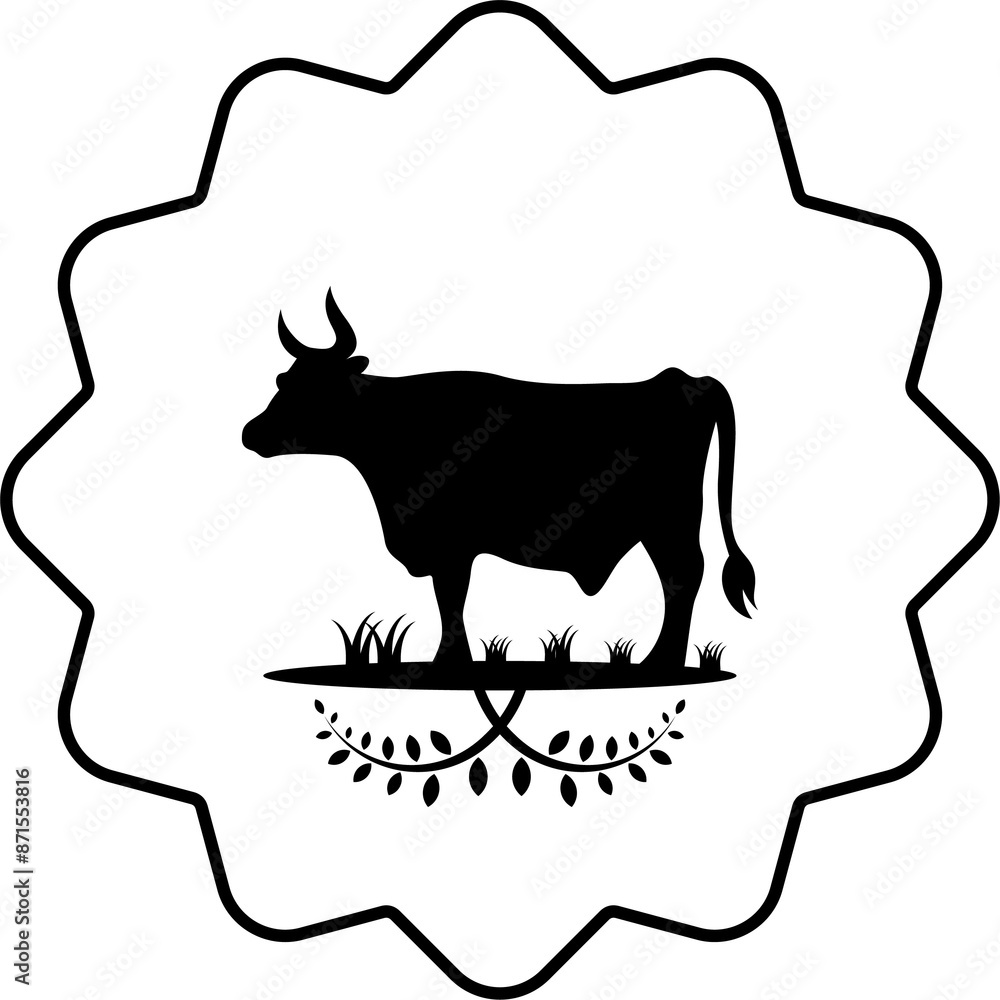 Cow logo icon in vector hand drawn style on white background
Cow logo icon in vector hand drawn style on white background