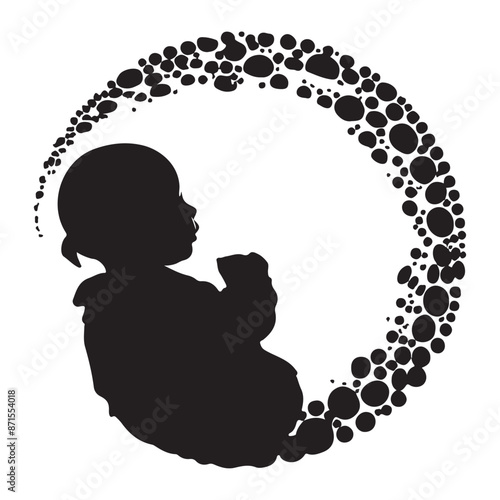 Human embryo silhouette white background
