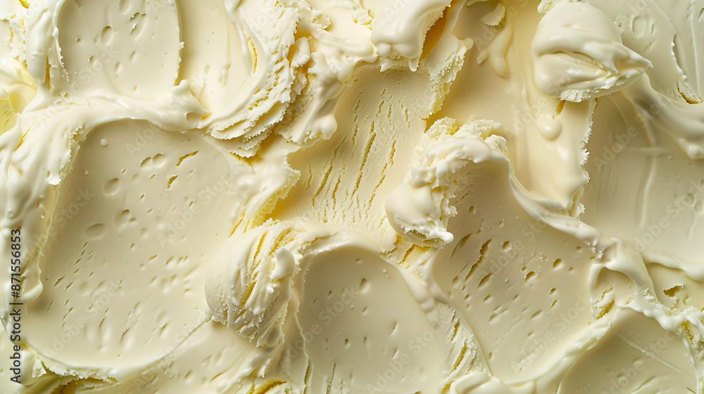 Top view of smooth and creamy vanilla ice cream, perfect for summertime indulgence or as a sweet treat for any occasion Top view of smooth and creamy vanilla ice cream, perfect for summertime indulgence or as a sweet treat for any occasion