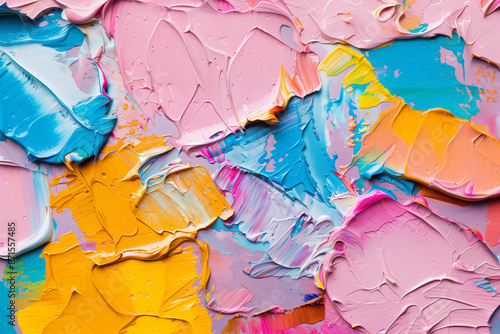 Abstract Multicolored Oil Painting Texture with Brushstrokes and Palette Knife on Canvas Seamless Pattern Background
