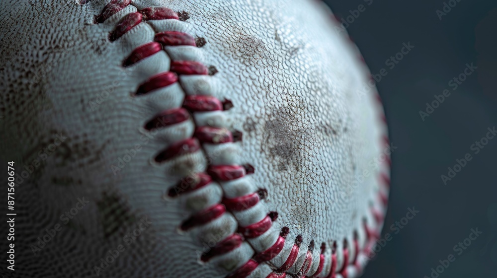 Obraz premium Close up of baseball on dark background with room for text