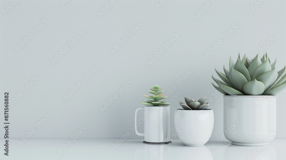 Succulent plant on white desk for business mockup concept Succulent plant on white desk for business mockup concept