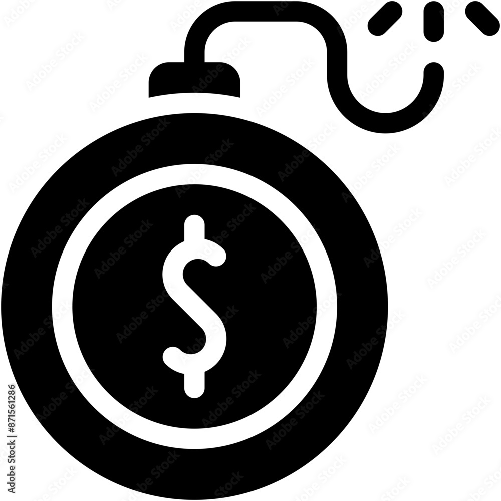 Vector Icon Debt, Business And Finance, Banking, Bomb, Dollar, Business, Money, Gaming