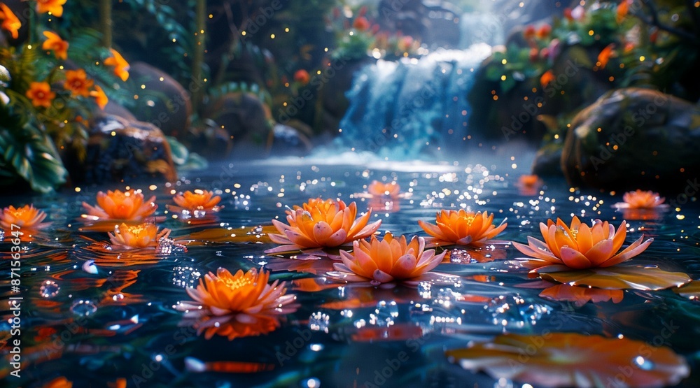 Group of Water Lilies Floating on a Pond Group of Water Lilies Floating on a Pond