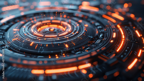 Depict the innovative spirit of modern technology with a macro lens at dawn, capturing the intricate details and sleek design in a high-definition, futuristic style. Generative AI