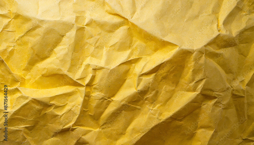 abstract background of yellow crumpled recycled office craft paper sheet, wallpaper presentation banner texture with space for copy, waste recycling, luxury minimalism abstract background of yellow crumpled recycled office craft paper sheet, wallpaper presentation banner texture with space for copy, waste recycling, luxury minimalism