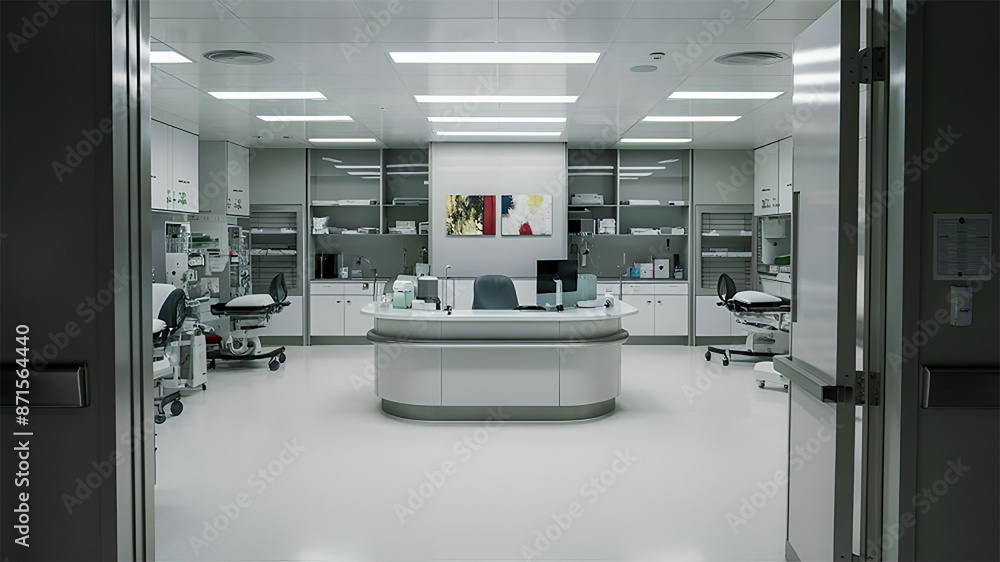 A hospital room with digital health monitoring devices A hospital room with digital health monitoring devices