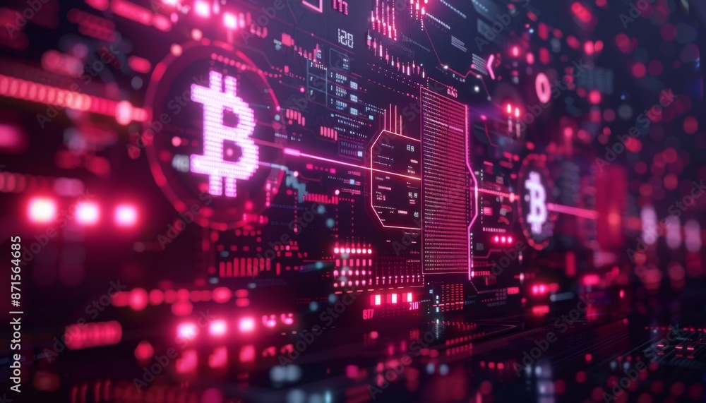 Cryptocurrency exchange, neon holographic interface, futuristic digital market, dark background Cryptocurrency exchange, neon holographic interface, futuristic digital market, dark background