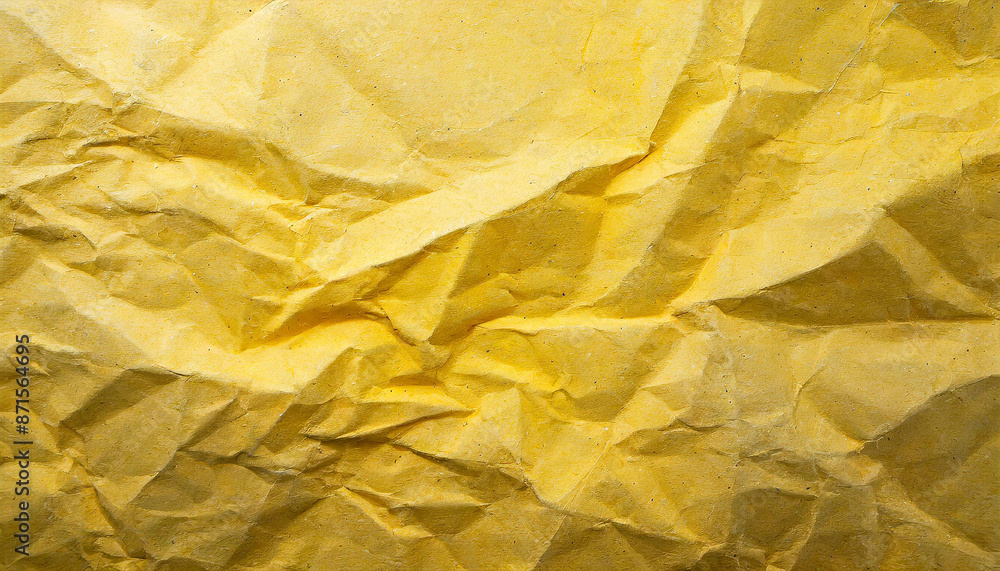 abstract background of yellow crumpled recycled office craft paper sheet, wallpaper presentation banner texture with space for copy, waste recycling, luxury minimalism abstract background of yellow crumpled recycled office craft paper sheet, wallpaper presentation banner texture with space for copy, waste recycling, luxury minimalism