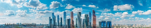 Modern Moscow Cityscape Featuring Skyscrapers and Office Buildings, Perfect for Business and Travel Themes, Capturing the Vibrant Atmosphere of the City Center, High-Quality AI-Generated Wallpaper