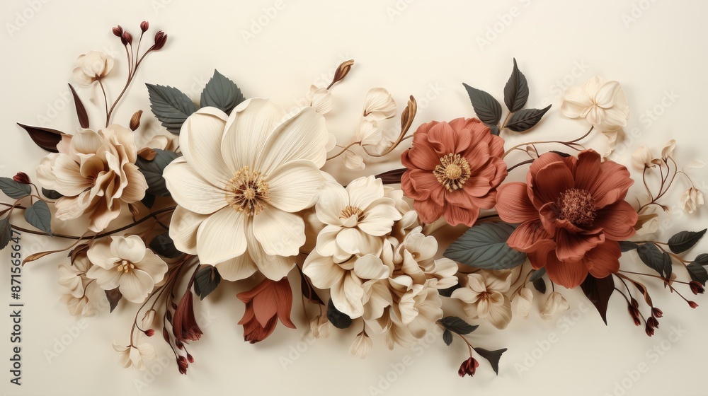 Floral Arrangement with Beige and Red Flowers Floral Arrangement with Beige and Red Flowers