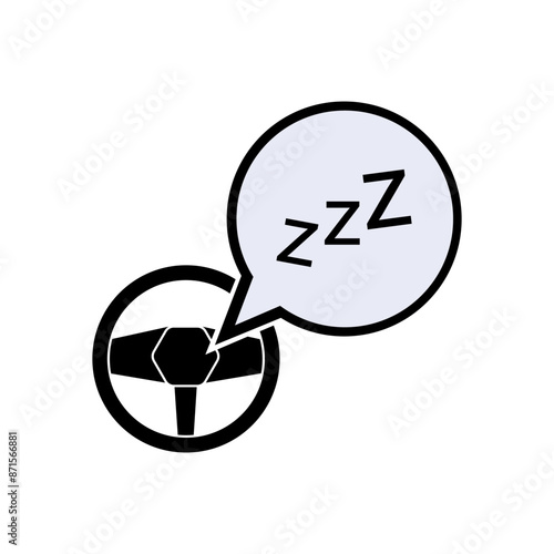 Microsleep Driving. Lost Control, Dangerous Drive. Symbol Slept Suddenly.     
