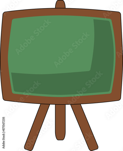 Green school board. Cartoon schoolboard. Vector Illustration