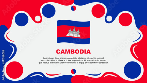 Cambodia Flag Abstract Background Flat Design Template. Cambodia Independence Day Banner Wallpaper Vector Illustration. Cambodia