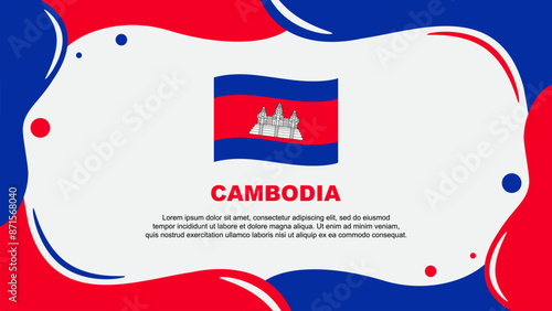 Cambodia Flag Abstract Background Flat Design Template. Cambodia Independence Day Banner Wallpaper Vector Illustration. Cambodia Banner