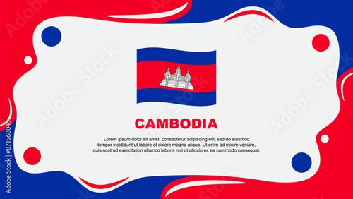 Cambodia Flag Abstract Background Flat Design Template. Cambodia Independence Day Banner Wallpaper Vector Illustration. Cambodia Cartoon
