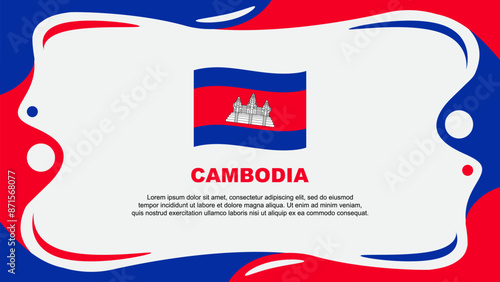 Cambodia Flag Abstract Background Flat Design Template. Cambodia Independence Day Banner Wallpaper Vector Illustration. Cambodia Flag