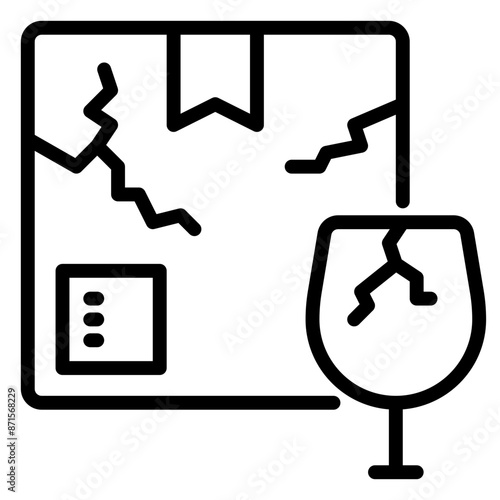 fragile icon, line icon style