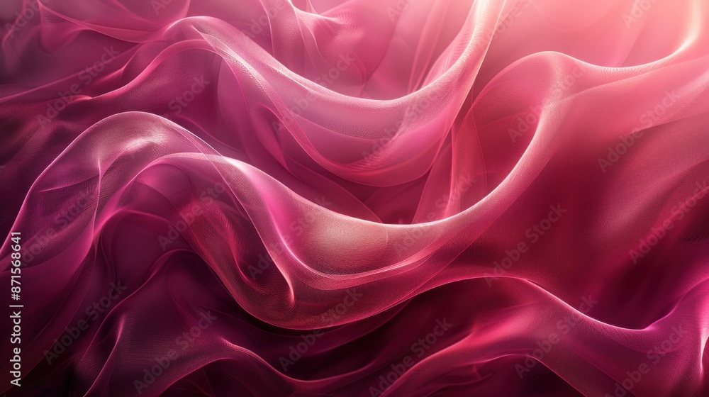 Fototapeta premium A pink fabric with a wave pattern. The fabric is very soft and looks like it is made of silk
