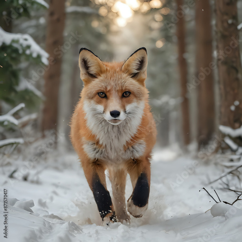 a fox that is walking through the snow © Masum