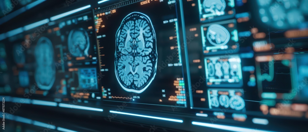 Fototapeta premium A hightech space station where medical professionals use holographic technology to simulate and study explosions in space