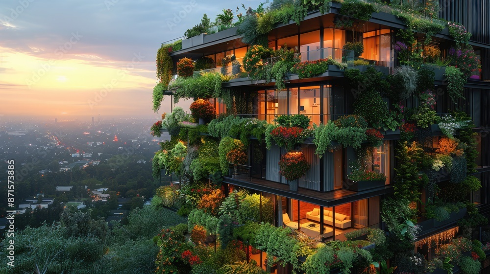 Obraz premium Vertical Gardens Incorporated into Skyscraper Design
