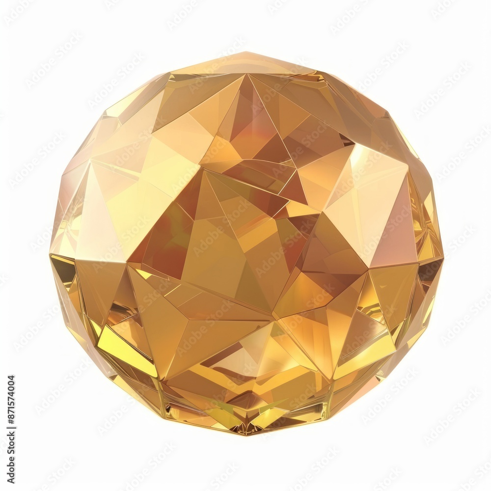 3D Render of a shimmering gold crystal orb, on isolated white background, Generative AI 3D Render of a shimmering gold crystal orb, on isolated white background, Generative AI