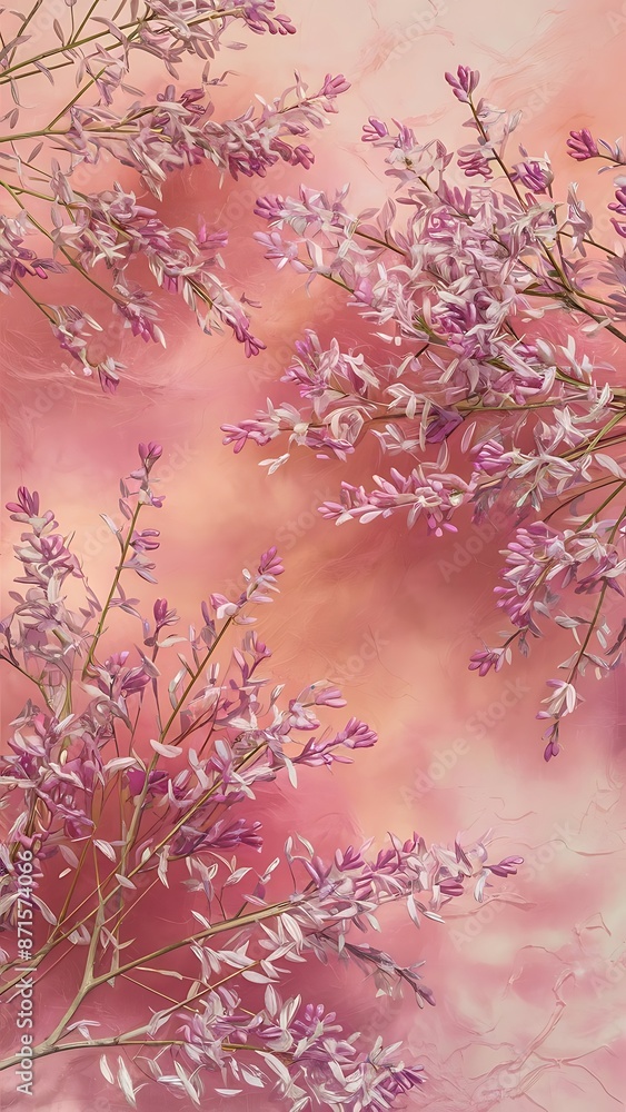 Naklejka premium Lilac branches on a pink background