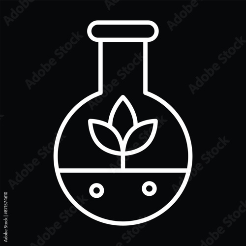 Test Tube Plant in Black and White Line Art
