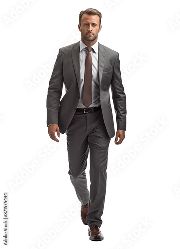 full figure front view of businessman walking  photo