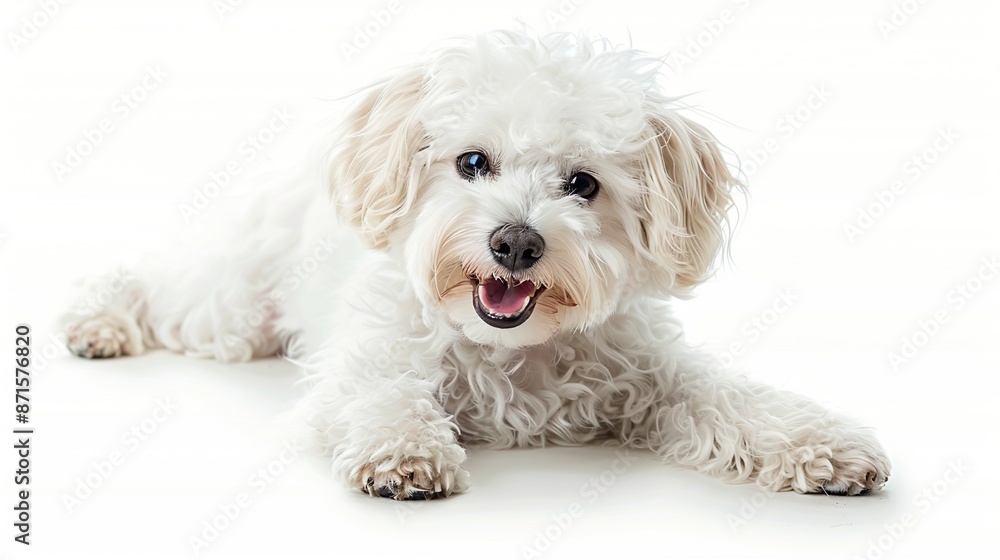 Cute and happy white dog isolated on white background Cute and happy white dog isolated on white background