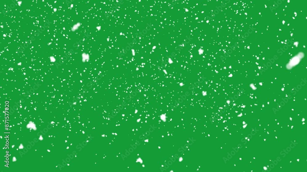 Snow falling on green background Snow falling on green background