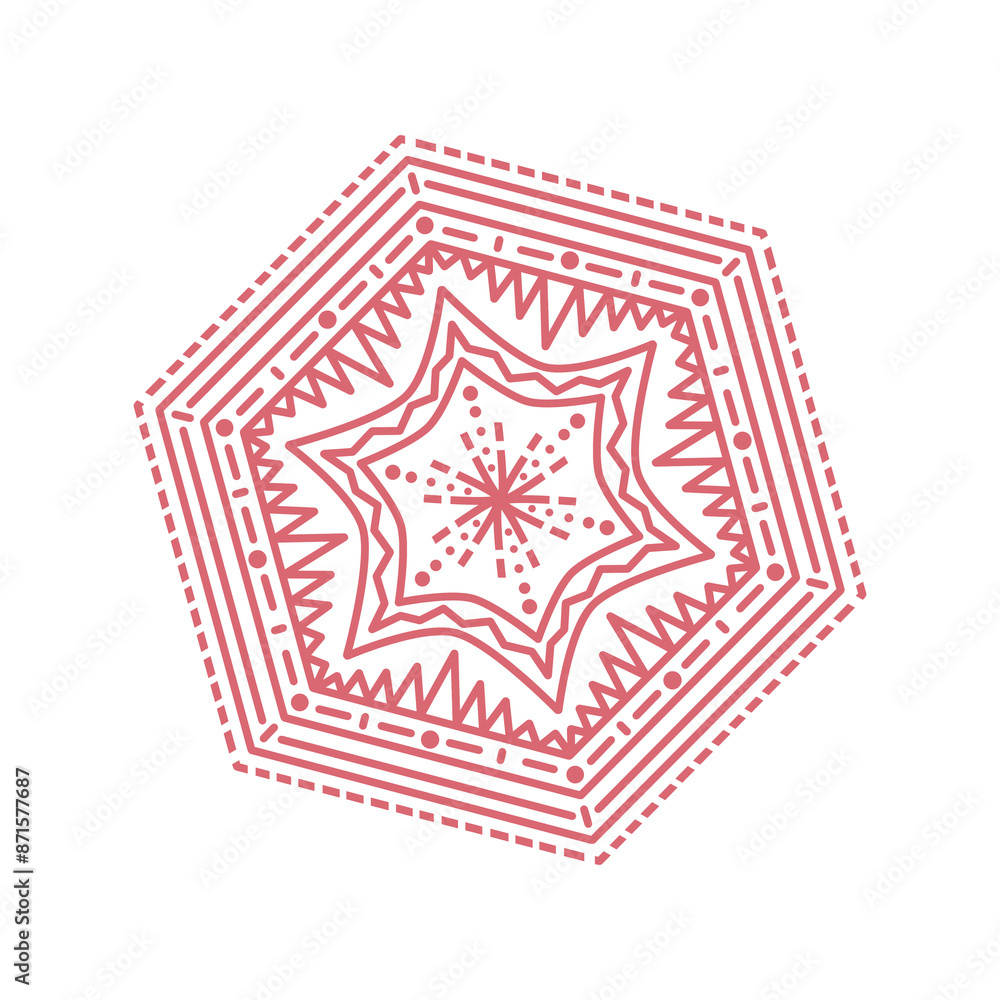Doodle decoration mandala line illustration inspired by hexagon rims wheels that can be used for sticker, book, scrapbook, icon, decorative, e.t.c with red color Doodle decoration mandala line illustration inspired by hexagon rims wheels that can be used for sticker, book, scrapbook, icon, decorative, e.t.c with red color