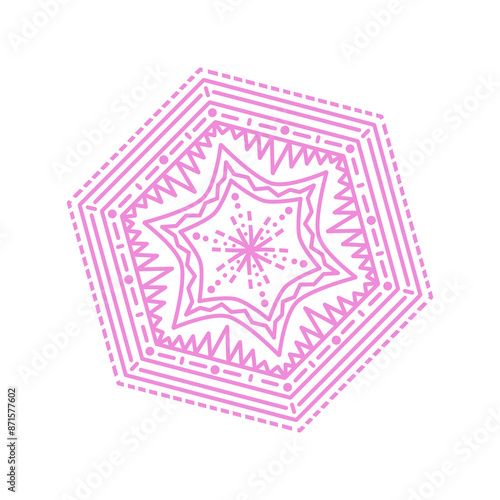 Doodle decoration mandala line illustration inspired by hexagon rims wheels that can be used for sticker, book, scrapbook, icon, decorative, e.t.c with pink color